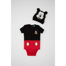 Defacto Erkek Bebek Yeni Doğan Disney Mickey & Minnie Zarf Yaka Ribana 2li Kısa Kollu Çıtçıtlı Body C6296a524smbk51