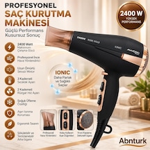 2400w Siyah Rose İyonik Profesyonel Saç Kurutma Makinesi-2 Kademeli Fan 3 Kademeli Sıcaklık Ayarlı Şık Tasarımlı Saç Kurutma Makinesi