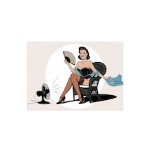 Retro Pin-up Kadın Ve Hayranı Mdf Poster