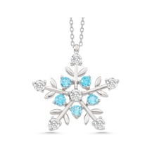 925 Ayar Gümüş Aquamarine Taşlı Kar Tanesi Kadın Kolye