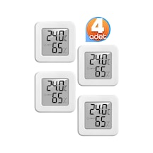 4 Adet Mini Sıcaklık Nem Ölçer Lcd Ekran Oda Termometre Duvara Takılabilen Masaüstü Higrometre Beyaz