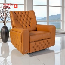 Smarto Relax Tv Koltuğu Frigya Elektrikli Sırt Dayanağı Kontrol Panelli Ergonomik Kahverengi Deri Dekoratif Baba Koltuğu Kahverengi