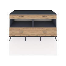 Kronos Konsol 2 Raflı 4 Çekmeceli 176x59x99 Antrasit-antrasit/ça Antrasit-antrasit/çam