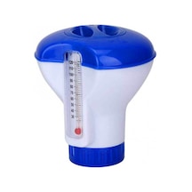Yaleker 13 Cm Yükseklikli Pp Materyal Deniz Suyu Termometreli Klor Tablet Dağıtıcı Mavi+beyaz
