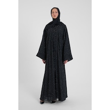 Şakika Shine Taşlı Abaya Ferace & Şal - Standart Beden & Farklı Boy Siyah