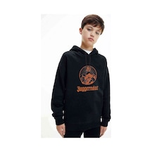 Tshirthane Juggernaut Baskılı Unisex Çocuk Kapüşonlu Siyah Sweatshirt Siyah