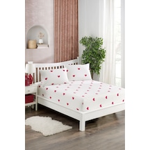 Valezium Tek Kişilik Akfil Kumaş Lastikli Fıtted Yastıklı Çarşaf Seti 120x200 Isabelle Beyaz-pembe
