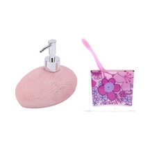 Sıvı Sabunluk,diş Fırçalık 2 Li Banyo Seti.petek Ve Çiçekli
