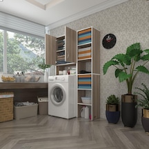 Kenzlife Çamaşır Makinesi Dolabı Sinemmaks Crd 180 096 30 Banyo Kapaklı Arkalıklı Raflı Çok Renkli