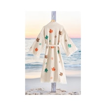 Varol Organik %100 Pamuk Kimono Yaka Sabalık Bornoz Plaj Elbisesi - Sonbahar - L/xl Krem/l/xl Krem