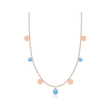 Diamond Line-Gülaylar - Pembe Altın 14 Ayar Firuze Taş Kolye N11.24985
