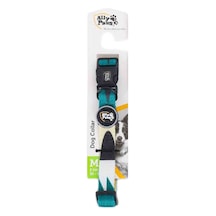 Ally Paws Köpek Boyun Tasması M Beden 35-50 Cm Geometrik Desenli - Turkuaz Çok Renkli