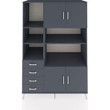 Kronos Dolap 8 Raflı 4 Çekmeceli 4 Kapaklı 132x59x195 Antrasit-antrasit/antrasit Antrasıt/antrasıt