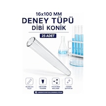 16x100 Mm Deney Tüpü Dibi Konik 25 Adet