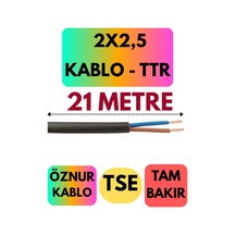 Öznur 2x2,5 Ttr Kablo Siyah Metre Seçenekli - 21 Metre