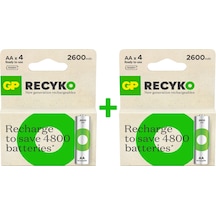 GP ReCyko 2700 Serisi 2600 mAh AA Ni-MH Şarj Edilebilir Kalem Pil 4 x 2'li