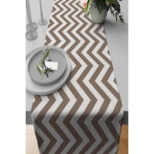 Kahverengi Zigzag Desenli Premium Masa Örtüsü Runner Rnr138n11