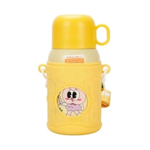 Shotay St-8817 480ml Askılı Silikon Kılıflı Pipetli Desenli Sarı Çelik Matara Diğer