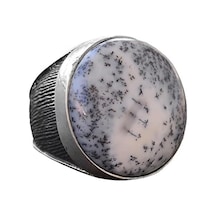 Gerçek Dendritik Opal Taş Yüzük - Büyük Yüzük - 925 Ayar Gümüş Gümüş