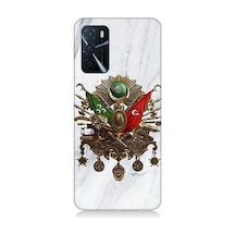 Oppo A55 Uyumlu Mermer Fonda Osmanlı Nişanı Desenli Silikon Kılıf