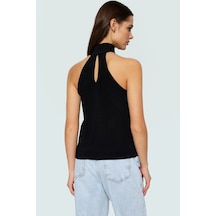 Ersefa Halter Yaka Kolsuz Bluz Polyester Regular Kalıp İş Ve Günlük Şık siyah