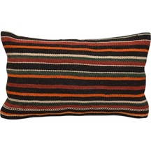 Zehra Abla Halı Yeni El Dokuma Dekoratif Lumbar Kilim Kırlent Yastık Kılıfı 6584 Çok Renkli