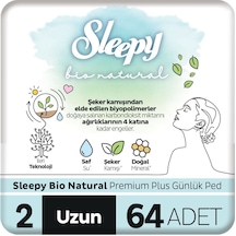 Sleepy Bio Natural Premium Plus Günlük Ped Uzun 64 Adet