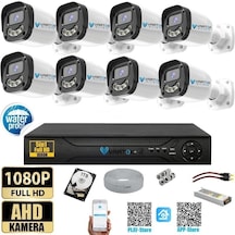 8 Kameralı 1000gb-5mp Gece Renkli Gülen Yüz 1080p Fullhd Kamera Set-su Gecirmez