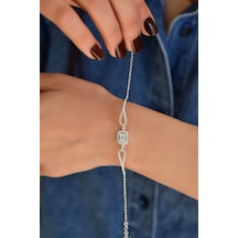 Papatya Silver 925 Ayar Gümüş Rodyum Kaplama Baget Taşlı Bileklik
