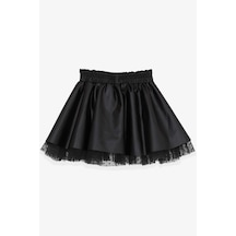 Breeze Kız Çocuk Deri Etek Tüllü 3-7 Yaş, Siyah