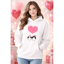Stil X Sevgililer Gününe Özel, Kapüşonlu Kadın Sweatshırt, Valentıne's Day Beyaz-17