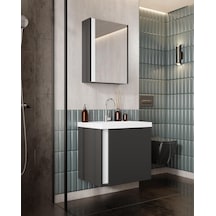 Karen Banyo Kemer 50 Cm,Lavabolu,Aynalı,Banyo Dolabı,Mat Antrasit,Lavabo Dahil Antrasit