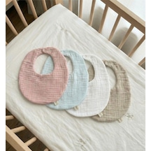 Oval 4'lü %100 Pamuk 8 Kat Müslin Bebek Önlüğü / Yakalık / Salya Önlüğü