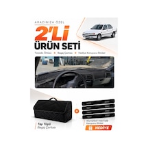 E-biz Renault 19 Europa 1996-2003 Uyumlu Torpido Örtüsü + Tay Tüyü Bagaj Çantası - Siyah - Re004