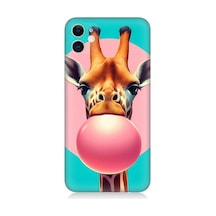 Apple Uyumlu iPhone 11 Balon Sakızlı Zürafa Desenli Silikon Kılıf Çok Renkli