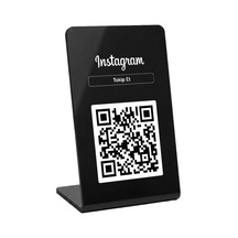 Meo Instagram Standı - Qr Kodlu Masaüstü Pleksi Stand Siyah