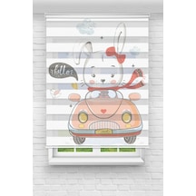 Perdeoutlet38 Baskılı Renkli Arabalı Tavşan Dijital Baskılı Zebra Perde-cocuk Odası-stor Perde Model:pz-717 Çok Renkli