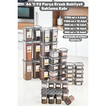 46'lı Kiler Ve Mutfak Saklama Kabı Seti Bakliyat Erzak Baharat Düzenleyici Bpa İçermeyen Erzak Kabı Gri - 694913432 Gri