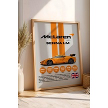 Mclaren Senna Lm Tablo - Teknik Özellikli Hiper Araba Poster - Çerçeveli Duvar Dekoru Kayın