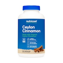 Nutricost Organic Ceylon Cinnamon 1200 Mg 240 Kapsül - Organik Seylon Tarçını Takviye Edici Gıda