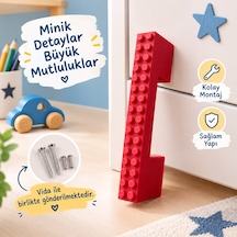 Blok Tasarımlı Dolap Ve Çekmece Kulpu Çocuk Ve Genç Odası Mobilya Kulpu Tekli 96 Mm Kırmızı