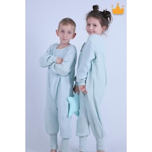 Babyhola Çocuk Mevsimlik Uyku Tulumu 2-8 Yaş 1 Tog 4 Kat Müslin Uzun Kollu Uyku Tulumu Mint Yeşil
