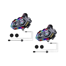 2 Adet Y20 Max Telsiz Özellikli 5.3 Motosiklet Kask Kulaklık Intercom Rgb Motorsiklet Interkom