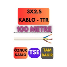 Öznur 3x2,5 Ttr Kablo Metre Seçenekli Beyaz - 100 Metre