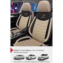 Panther Serisi Keten Kumaş Oto Koltuk Kılıfı- Renault Fluence-megan 1-2-3-clio-symbol-toros Uyumlu Bej