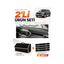 Kia Sorento 2015-2018 Uyumlu Torpido Örtüsü + Tay Tüyü Bagaj Çantası + Sticker Seti - Siyah Bej