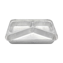 Alüminyum Folyo 3 Gözlü Tek Kullanımlık Yemek Kabı - 100'Lü