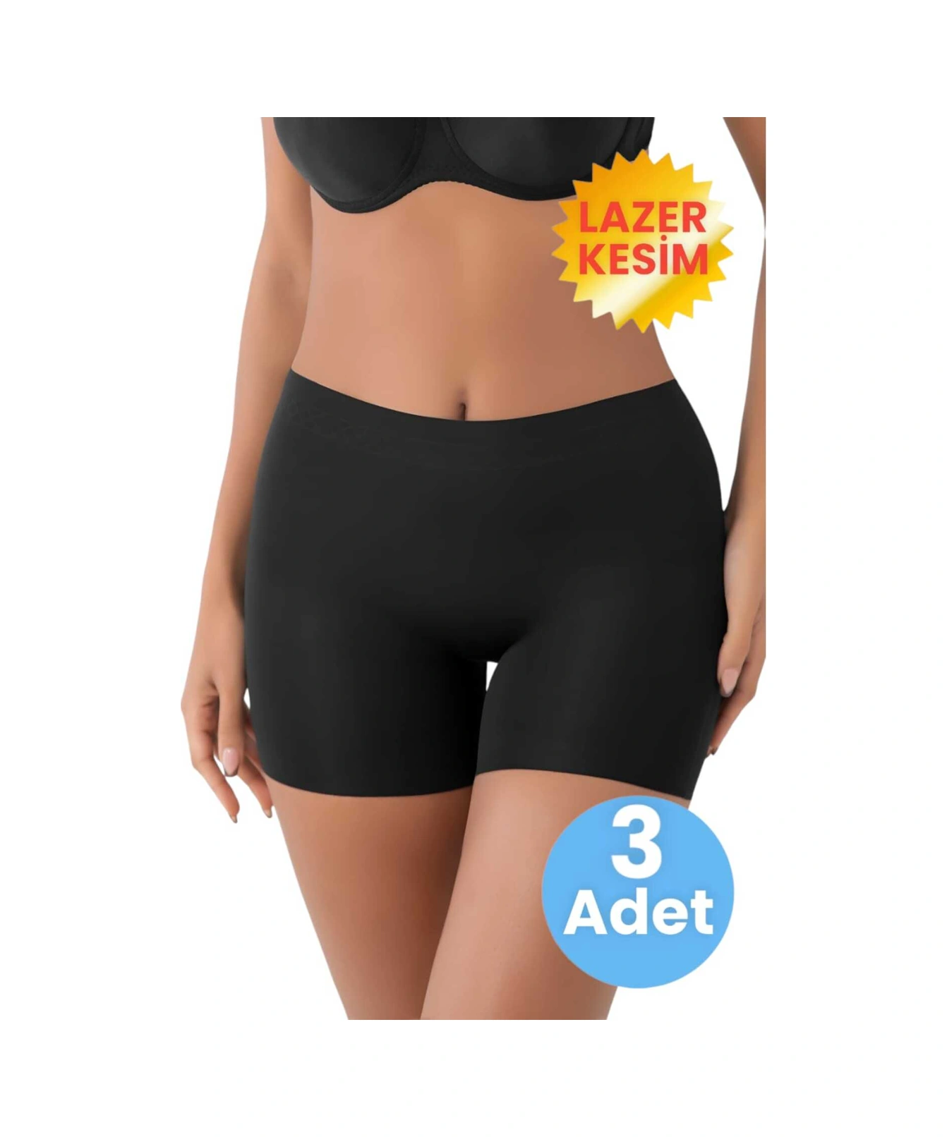 Tezzgelsin Kadın Lazer Kesim Ve Toparlayıcı Yüksek Bel Boxer Korse 3'lü Set Siyah