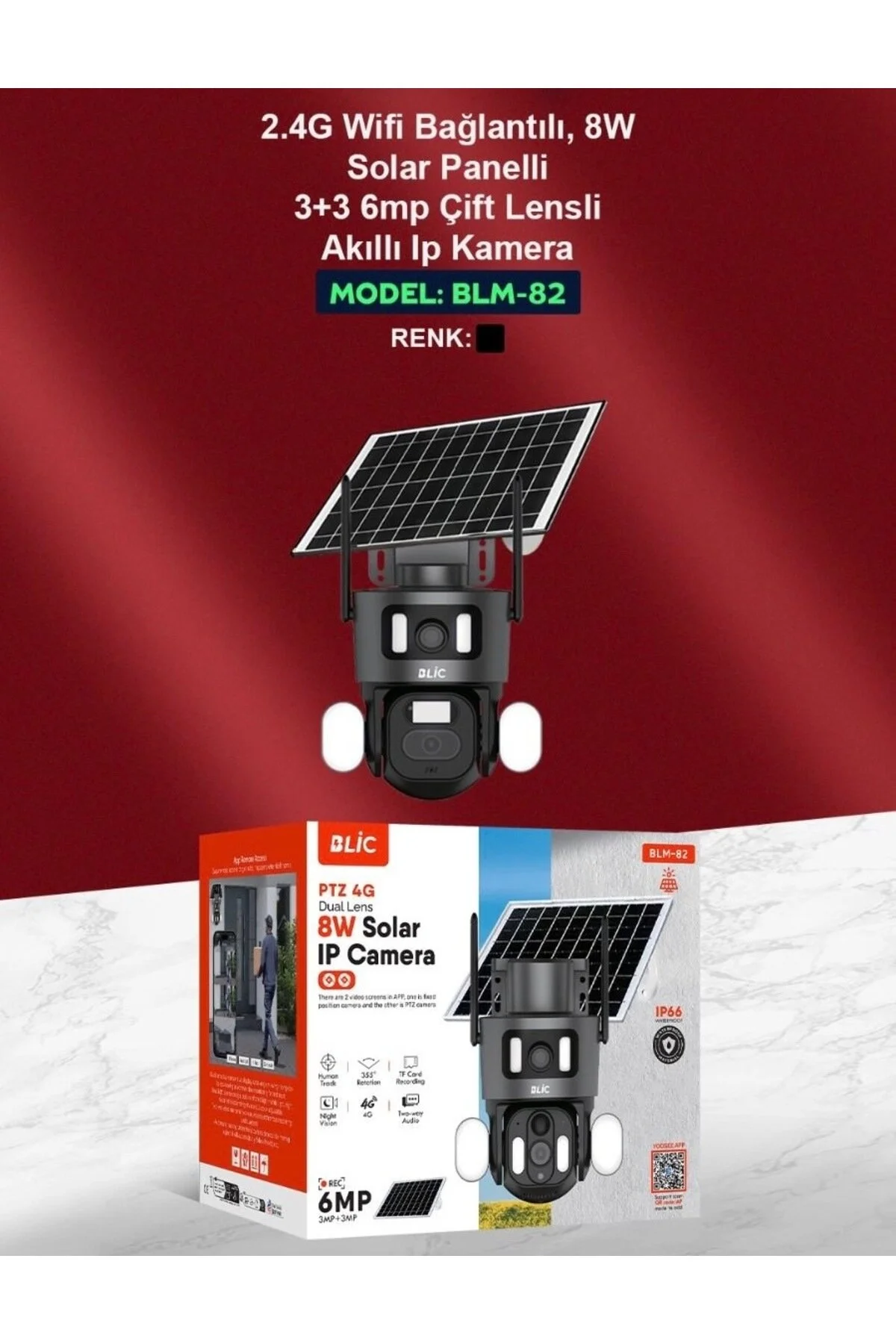 Solarlı Sim Kart Girişli 2.4g Wifi Bağlantılı Kamera