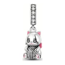 Fubena Sevimli Yumak Tutan Kedi Sallantılı Charm Gümüş